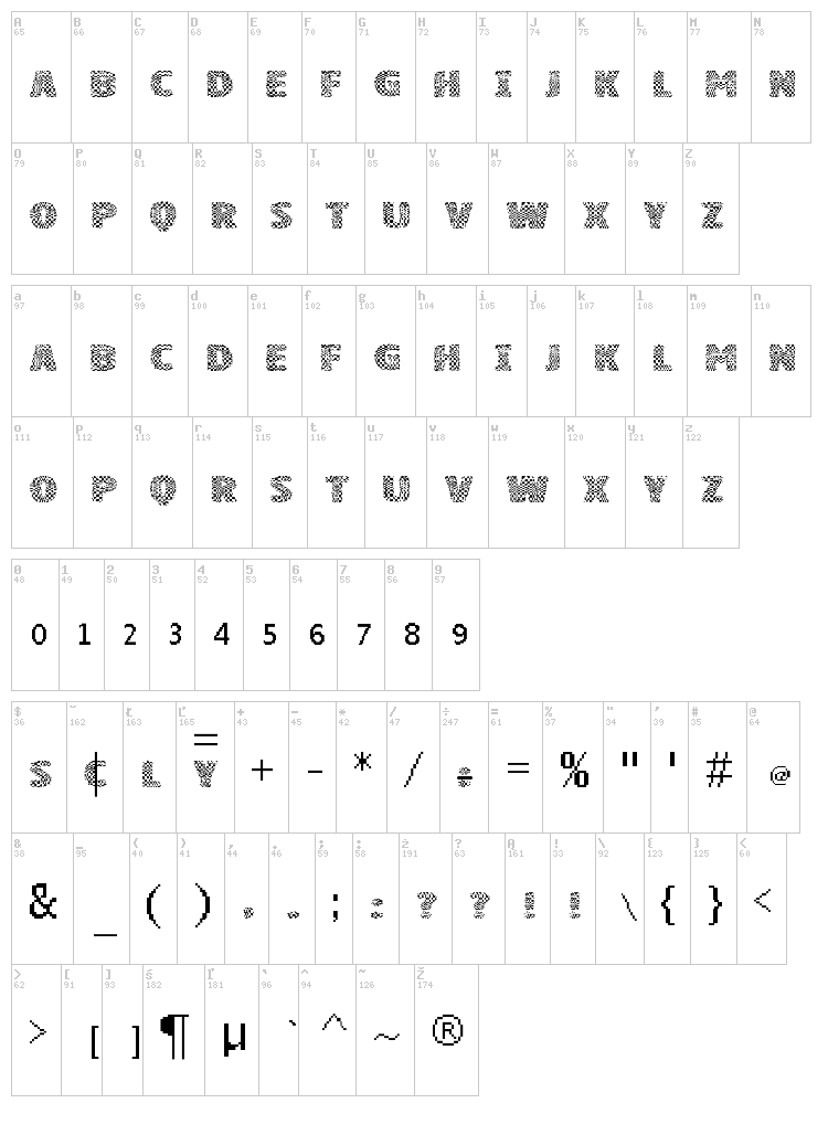 VTKS Squares font map